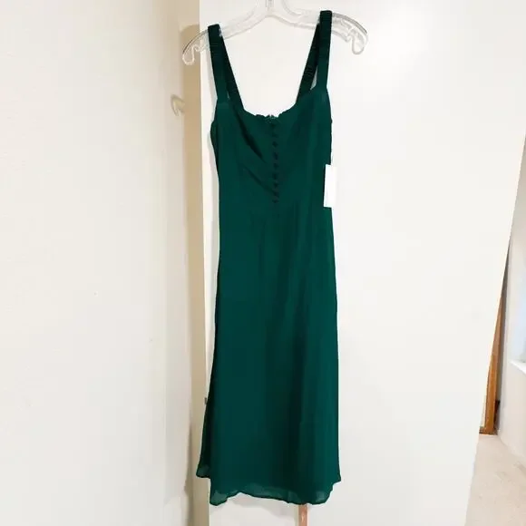 Reformation NEW Camari Dress Emerald Green Midi Size 4 - Picture 2 of 10